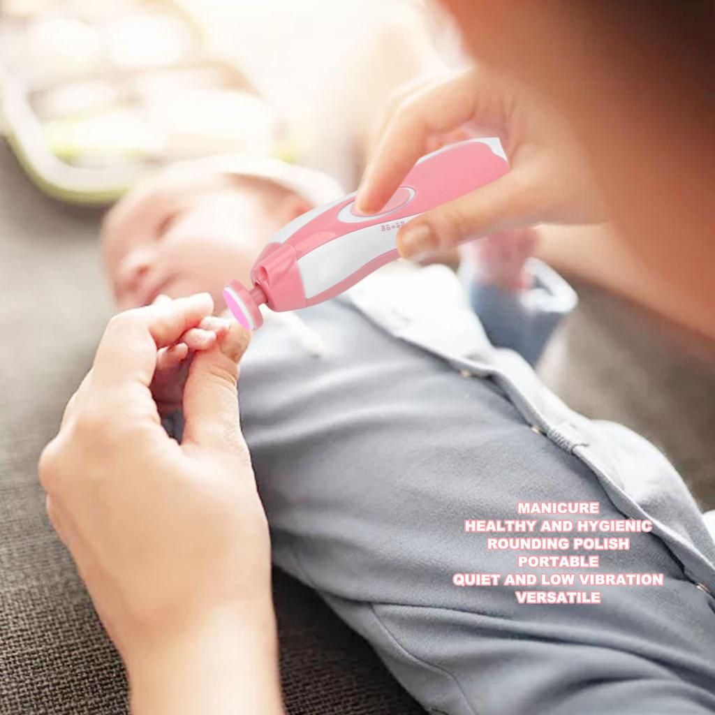 Baby Electric Nail Grinder Low Noise Manicure Care Portable Infants Nail File with 6 Grinding Hd