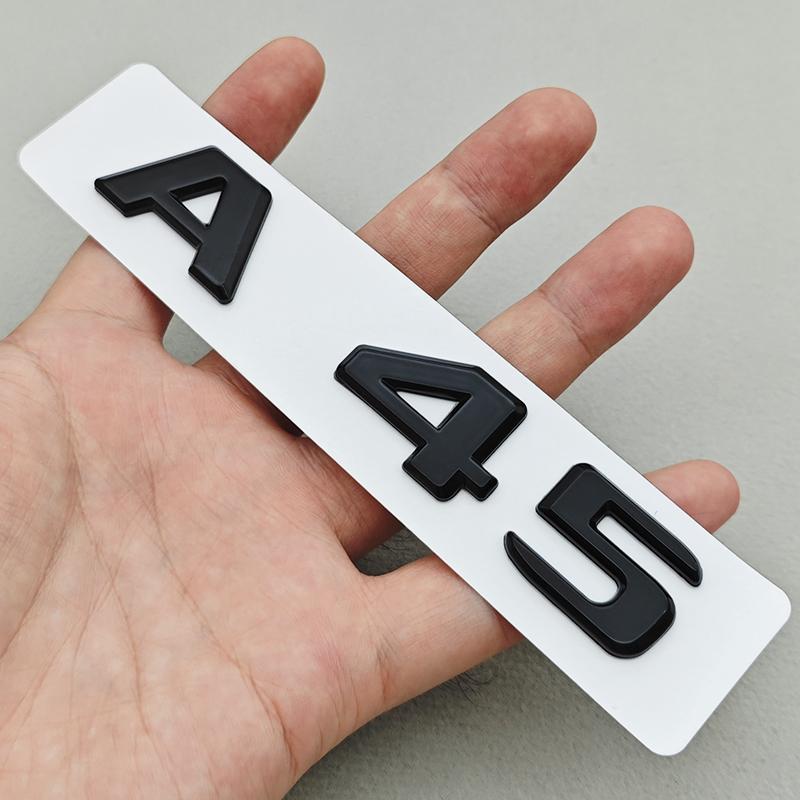 3D ABS Chrome Car Letters Logo A45 A45 S TURBO 4MATIC Stickers Rear Trunk Emblem Badge For Mercedes Benz AMG A45 A45S W177 W176