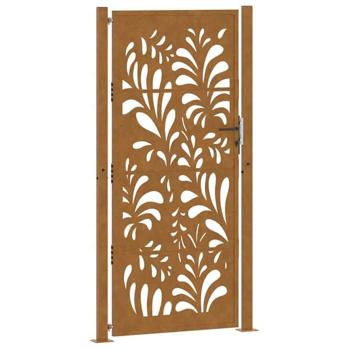 VidaXL Porte de jardin acier résistant aux intempéries design vagues, porte de clôture, porte extérieure, porte en métal, 4100978