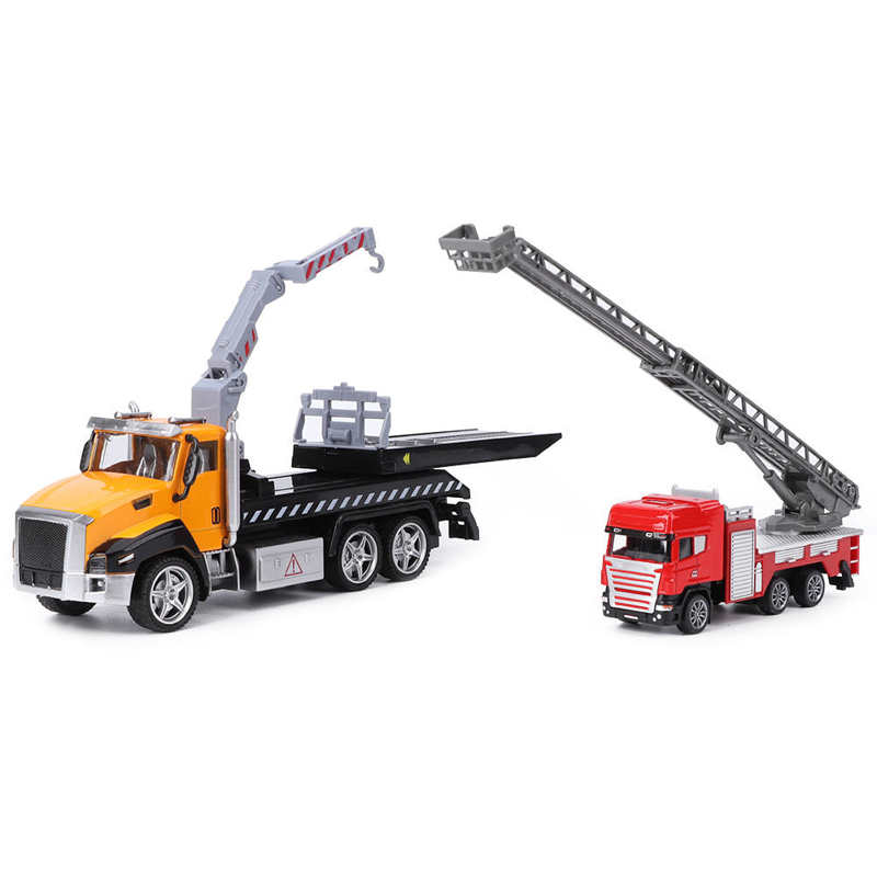 1/42 2 ks tlakově lité záchranné vozidlo Hasičské auto se stahovacím světlem pro děti s hudebním modelem