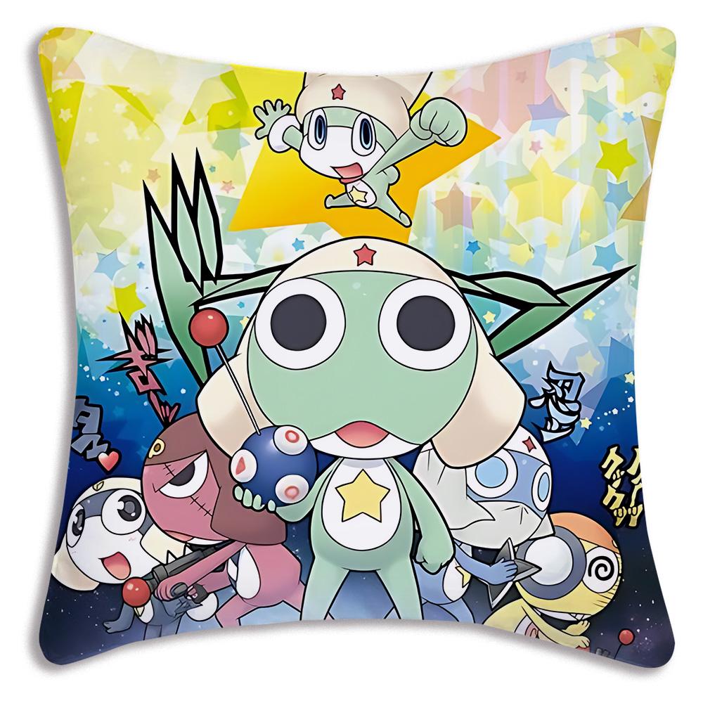 Hot Gunsous K-Keroro frog Pillow Covers Cartoon Sofa Decorative Home Double-sided Printing Short Plush Cute Cushion Cover