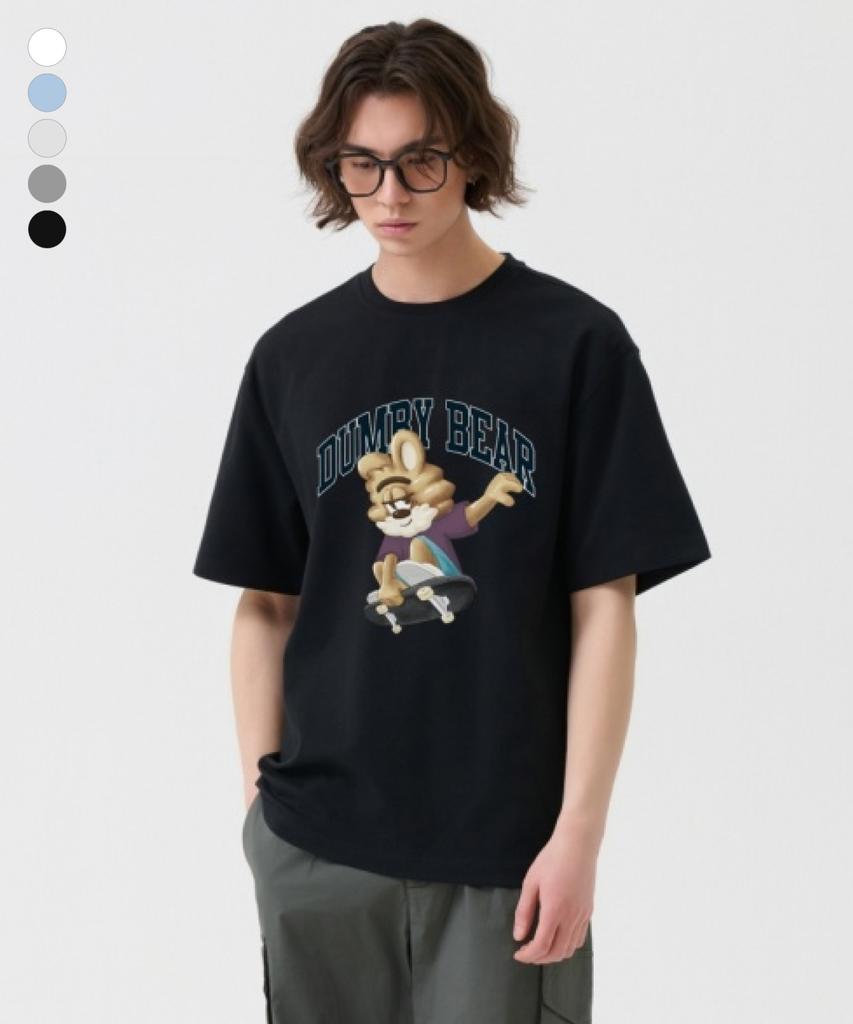 GROOVE RHYME Dumble Bear Skate Graphic Short Sleeve T-Shirt (5 Colors) (Lramctr109P)