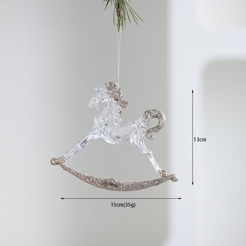 Modern Acrylic Christmas Tree Ornaments Bells Pumpkin Carriage Carousel Ballerina Minimalist Luxury Decor