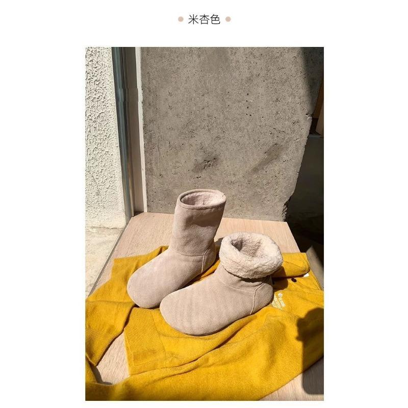Women's Large Size Soft Sole Heightening Winter Warm Fur One Anti-slip Snow Boots Plush Lined Ankle Boots Outdoor Sports Cotton Boots