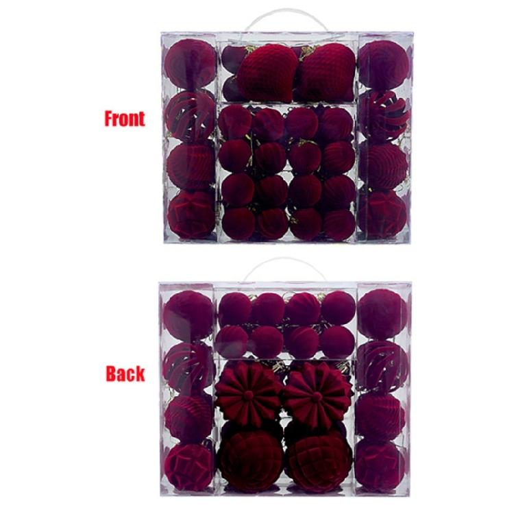 48Pcs Shatterproof Christmas Baubles Velvety Ball Hanging Ornament Christmas Tree Decoration For Wreath Mantels Window