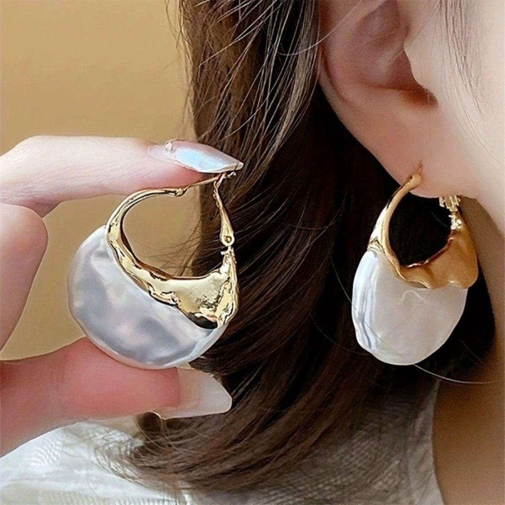 Irregular Shape Retro Faux Pearl Earrings Light Luxury Earrings For Women Wedding Gifts