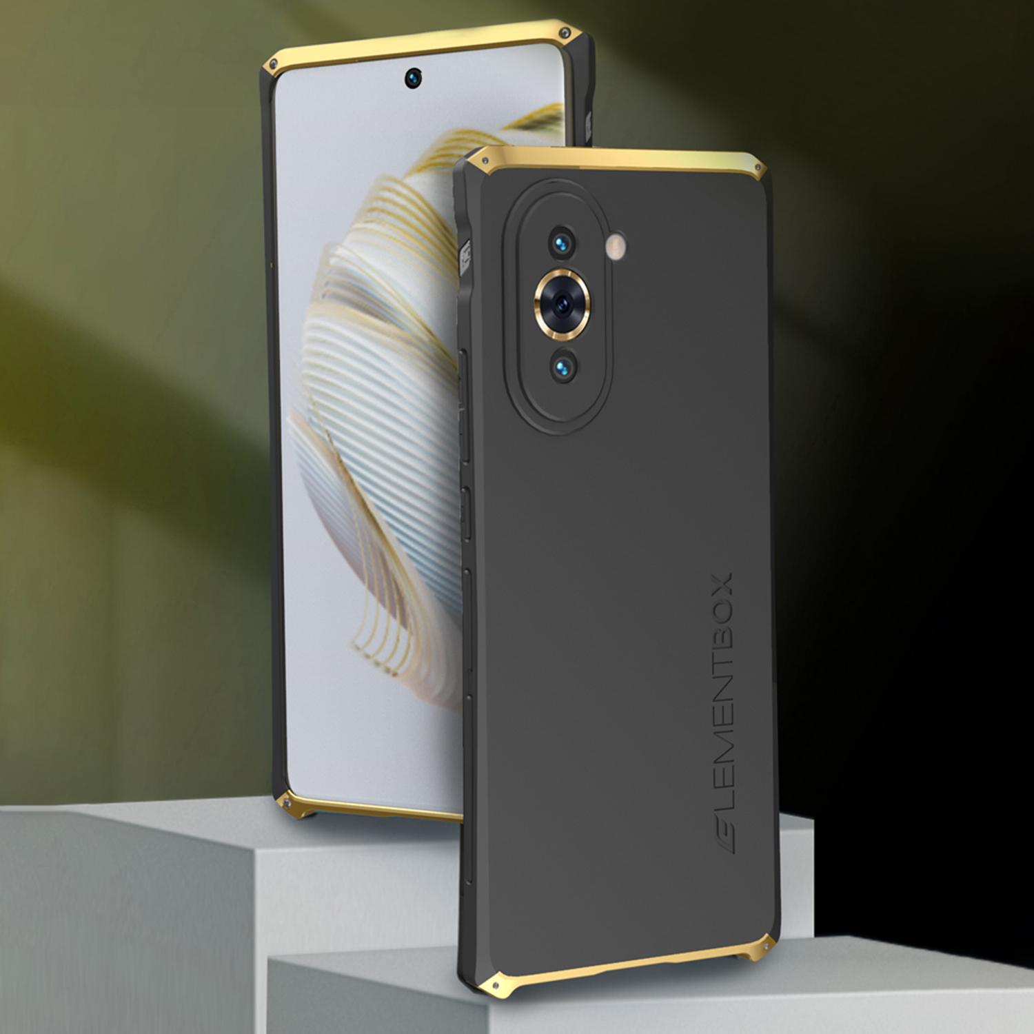 

ELEMENT BOX For Huawei nova 10 4G Hard PC Back Metal Frame Case 3-Piece Design Shockproof Cell Phone Cover Blue/Silver