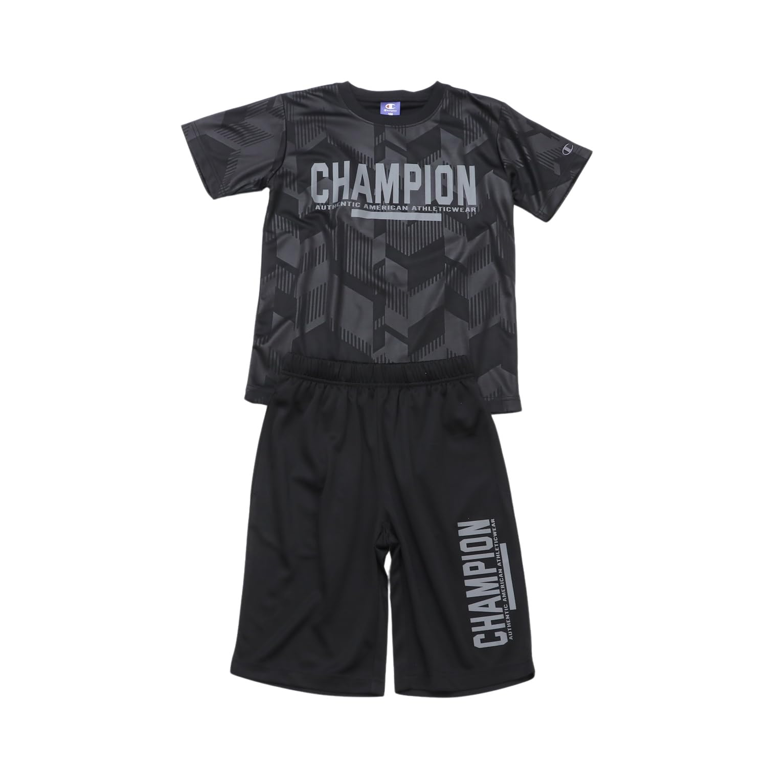 

Champion Short Sleeve Crew Neck Tracksuit Set with Rubber and Basic Sports Kids (2-Piece Set) Quick-Drying Print, T-Shirt Shorts, CK-BSW03-090-130 чёрный
