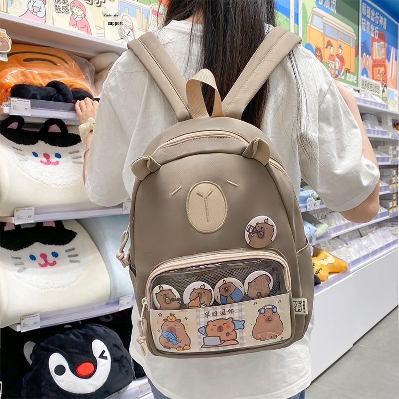 High-Capacity Capybara Backpack - Japanese Cartoon Schoolbag for Students and Travel
