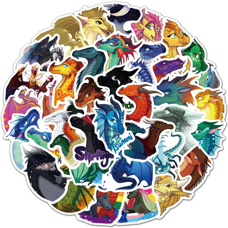 60Pc Fire Wing Dragon Cartoon Stickers Same Cute Stickers Vtuber Luggage Stickers Mug Stickers Notebook Decoration Stickers