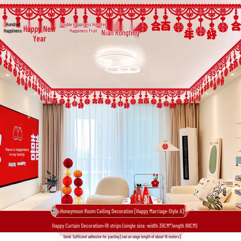 Double Happiness Ceiling Decorations for Wedding Bedroom