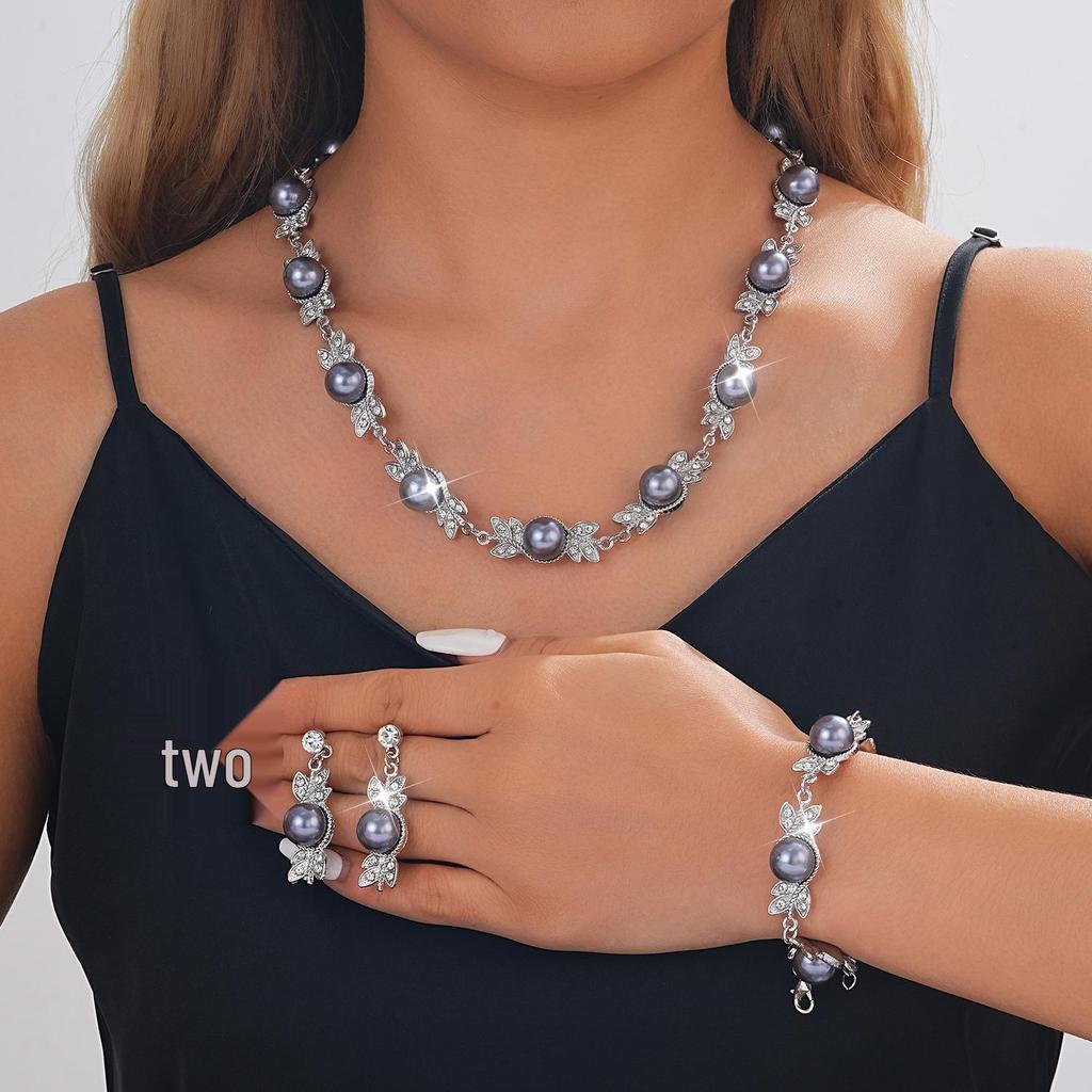 Luxury Pearl Necklace, Earrings & Bracelet Set - Elegant Bridal Wedding Jewelry