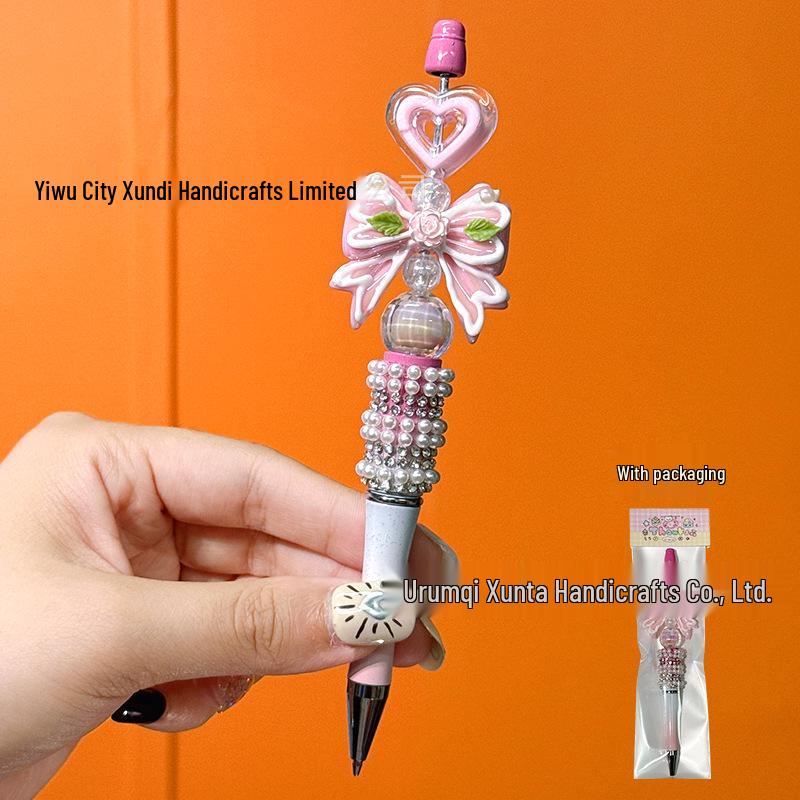 Мультяшная радужная лошадка Sanrio Вращающаяся шариковая ручка с бусинами для девочек 1 piece card packaging