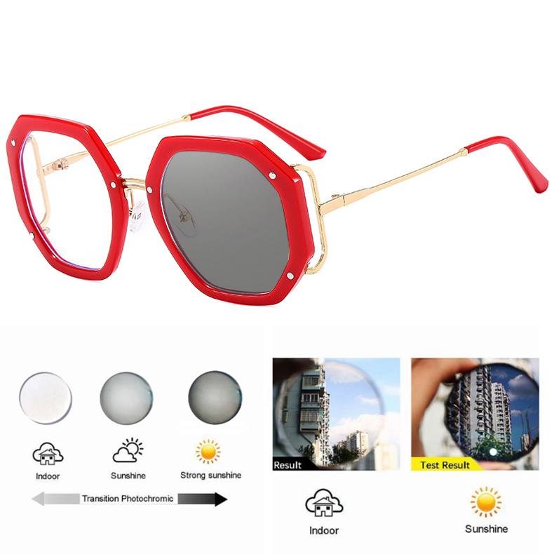 

Дизайнерские полигональные фотохромные очки для близорукости, женские готовые очки по рецепту, серые солнцезащитные очки с отрицательными диоптриями &Myopia-1.50