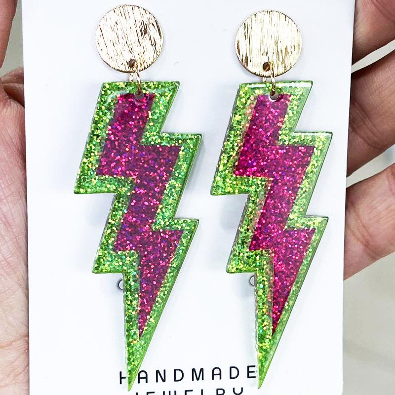 Fluorescent Shining Oil Gloss Magnetic Tape Retro Era Earrings Lightning Element Radio Women's Eye Catching Earrings Gift