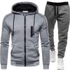 Mens Hooded Sweatshirt Set Casual Two-Piece Outfit Loose Fit Fleece-Lined Winter Sportswear