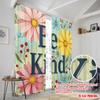 2pcs 2D Flat Printing Window Curtains Daisy Floral Be Kind Metal Sign Fabric Without Electricity Festive Wall Decor Perfect for