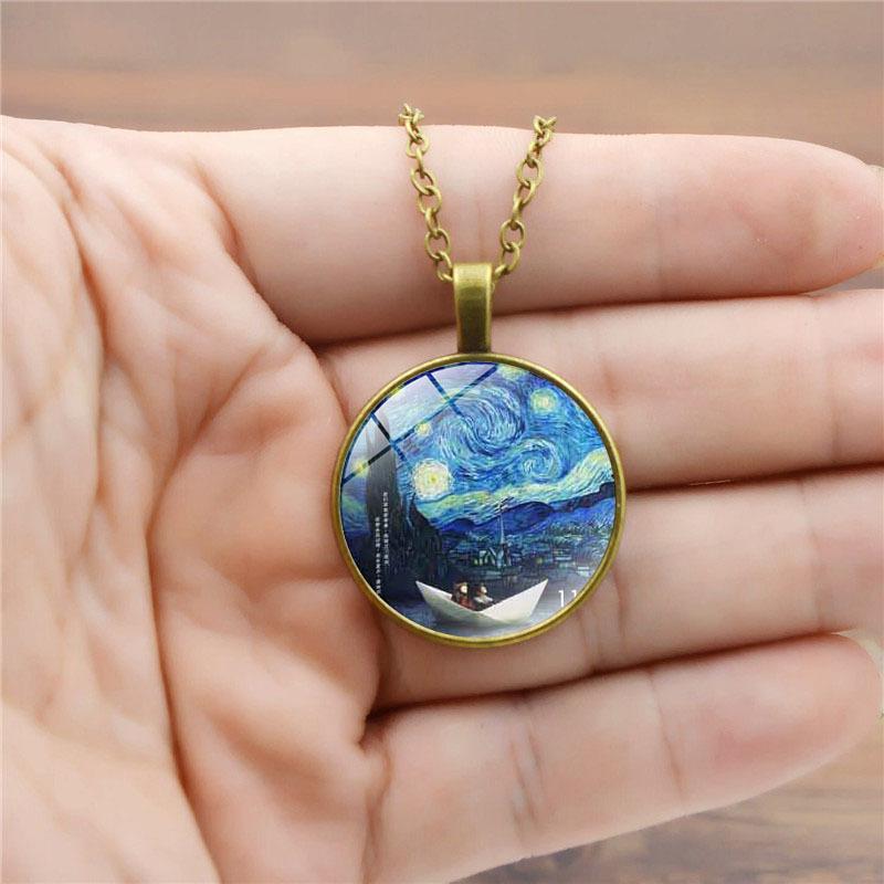 Unisex Gogh Van Starry Night Necklace Inspired By Classic Art And Modern Fashion