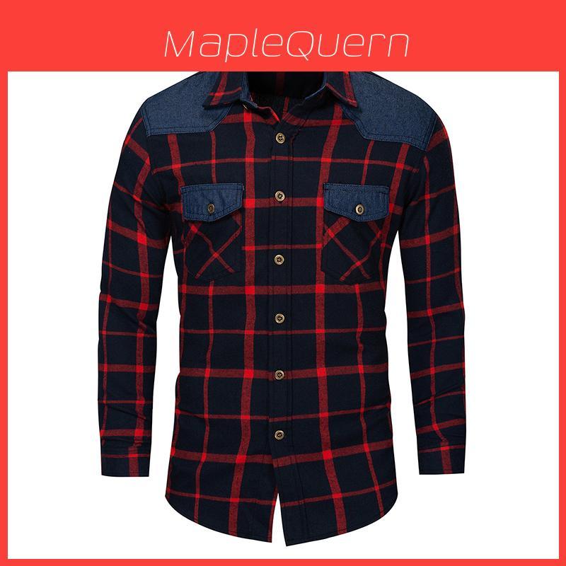 Stylish Men Slim Fit Casual Shirt Long Sleeve Plaid Perfect For Any Occasion