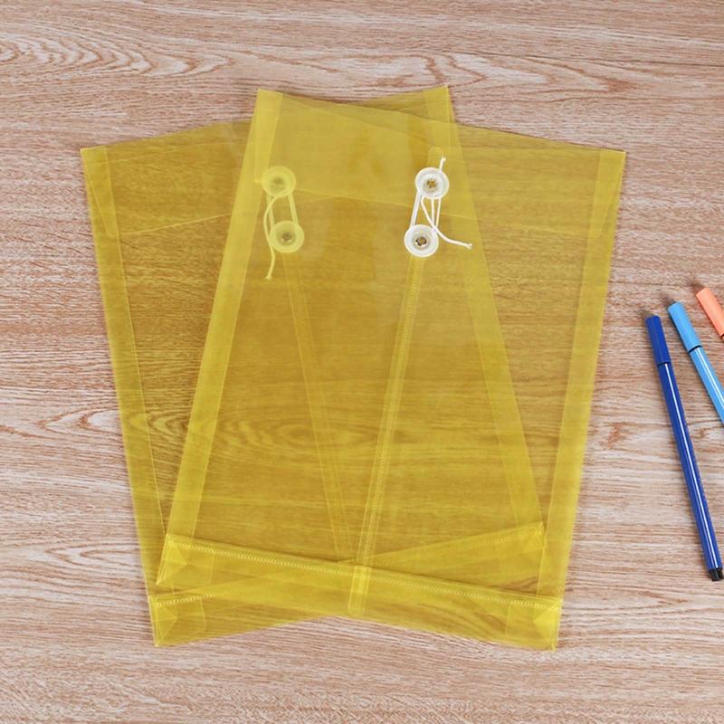 12Pcs A4 File Folders with String Lock Office File Bags Waterproof PP File Wallet Clear Document Folder for Adult Office