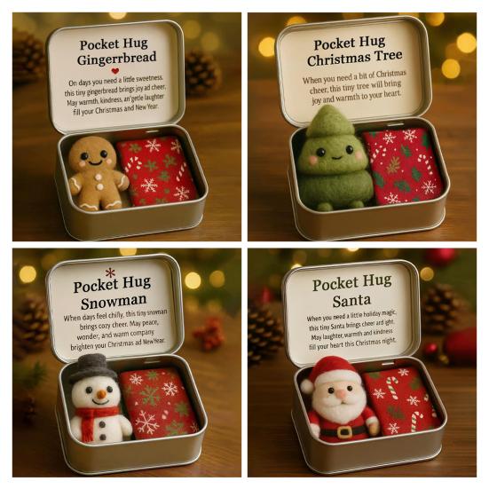 Vánoční kapesní objetí ozdoba s dárkovou kartou pamětní žeton pro přátele na dálku náplň do punčochy a sváteční dekorace