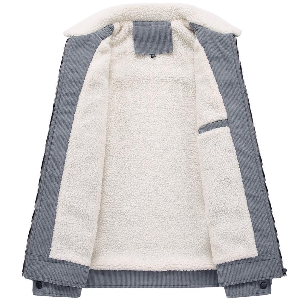 Winter Men's Corduroy Lapel Plus Velvet Thickened Jacket Men's Large Size Casual and Fashionable Comfortable Men's Jacket