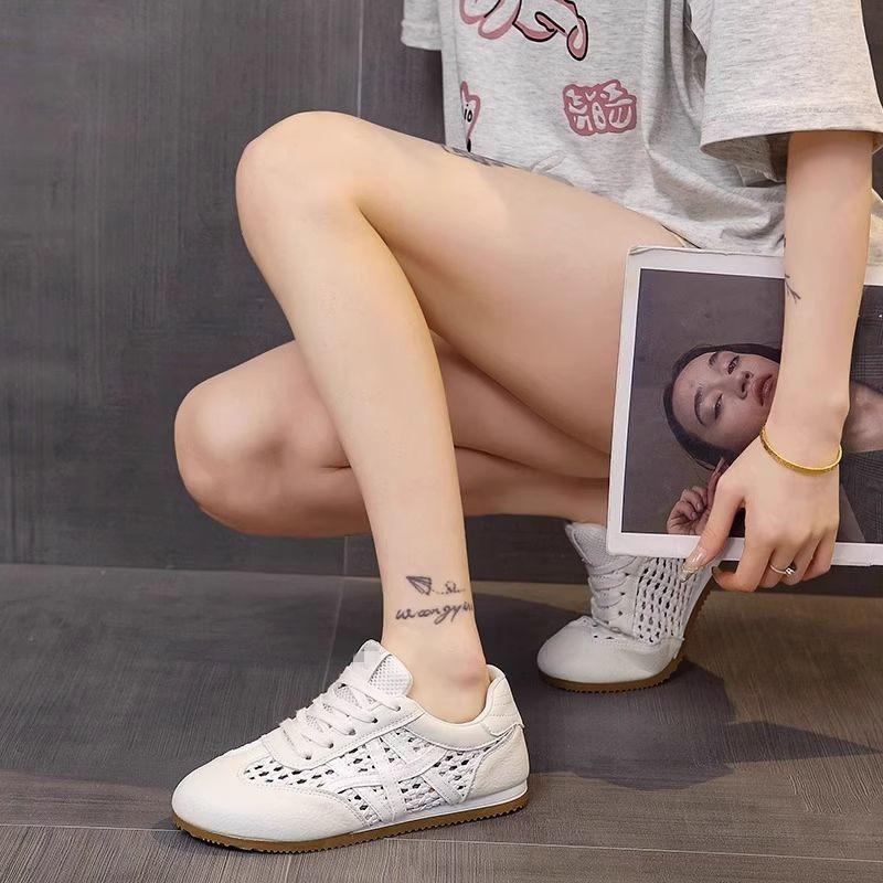 Dexun shoes women's 2025 new summer and autumn popular students breathable lightweight sports net shoes soft-soled casual Forrest Gump women's shoes