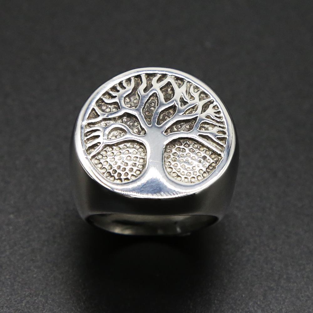 Punk Stainless Steel Tree of Life Ring Viking Amulet for Men Fashionable Jewelry Classic Male Accessory