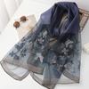 Four Season silk wool scarf women hijab pashmina shawls wrap Blanket Floral Pashmina Embroidery Scarves Foulard high quality