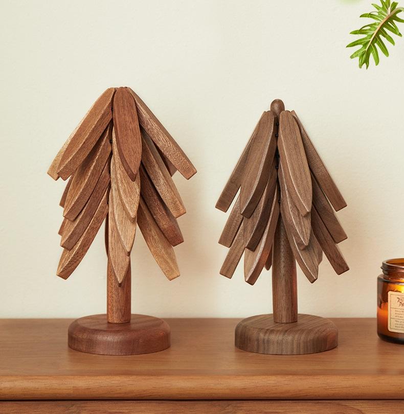 Walnut insulation mat Solid wood small tree coaster One tree anti-scalding placemat Log tea tray cute desktop decoration