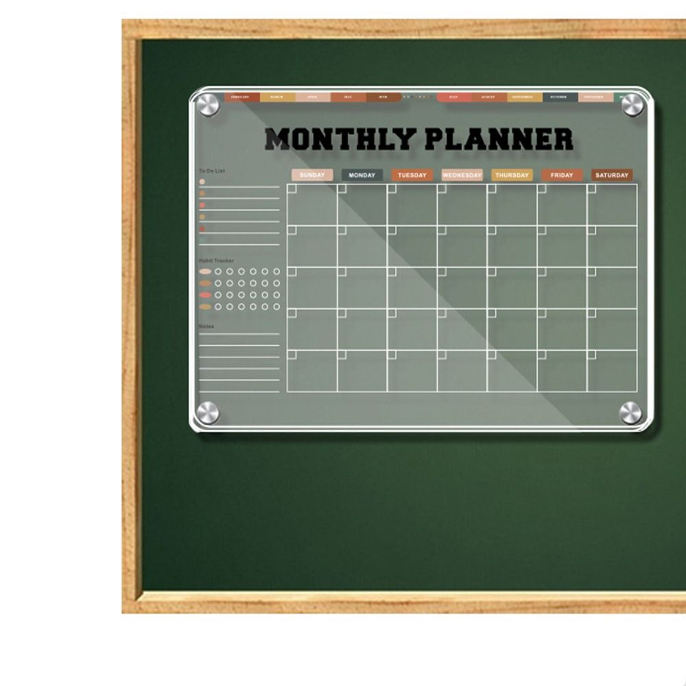 Transparent Magnetic Acrylic Weekly Planner Refrigerator Magnet Monthly Calendar Memo Kitchen