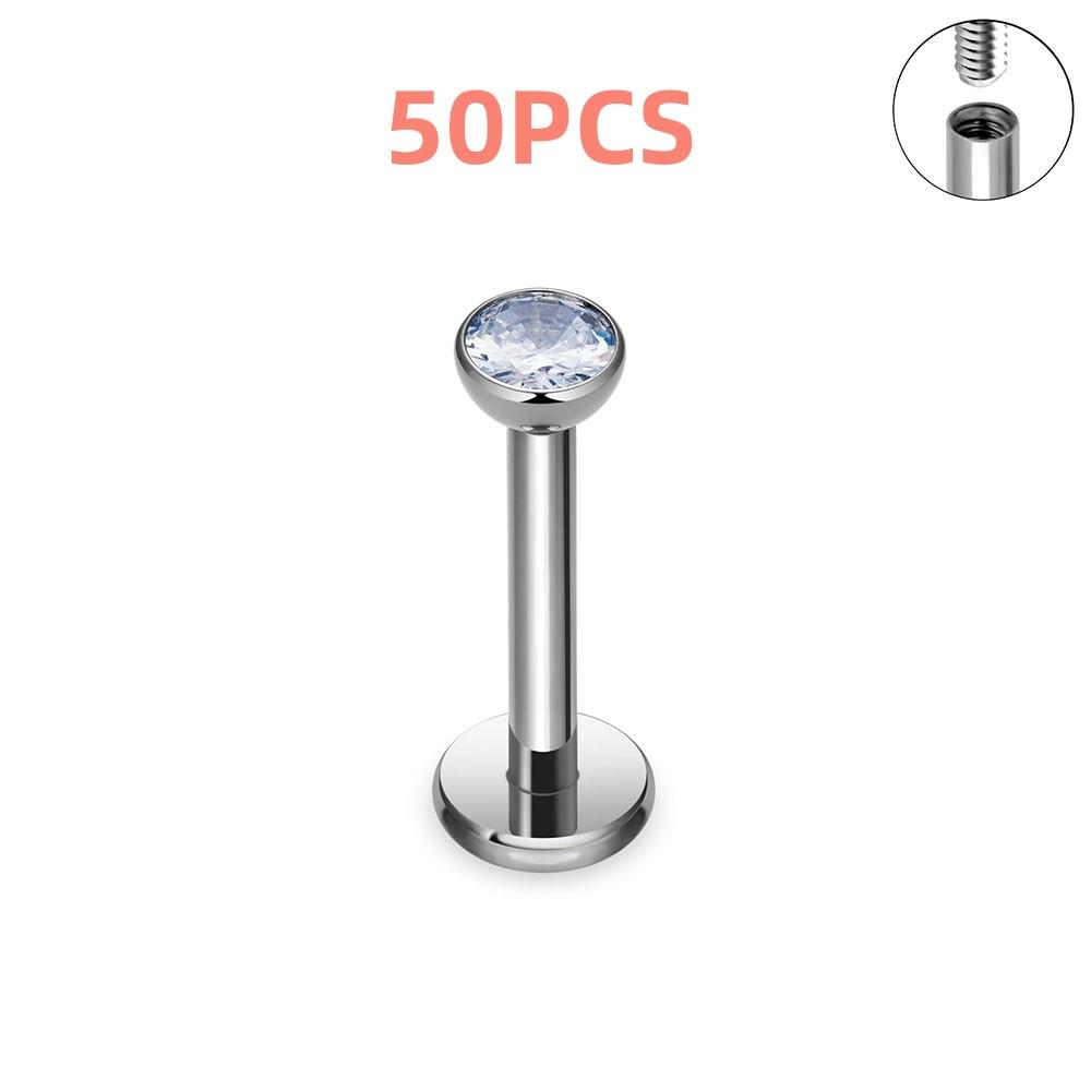 10/50PCS G23 Titanium Internal Thread Cup Shaped Ear Cartilage Nail Simple And Fashionable Perforated Zircon Ear Nail Lip Nail