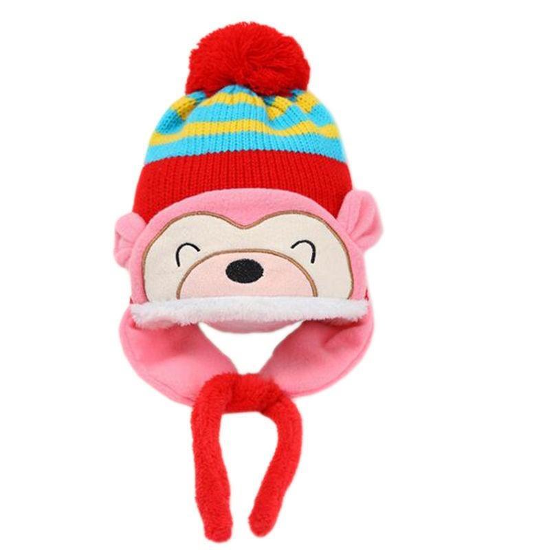 Baby Toddler Winter Warm Monkey Beanie Hat Earflap Knitted Cap Girl Boy Kids New