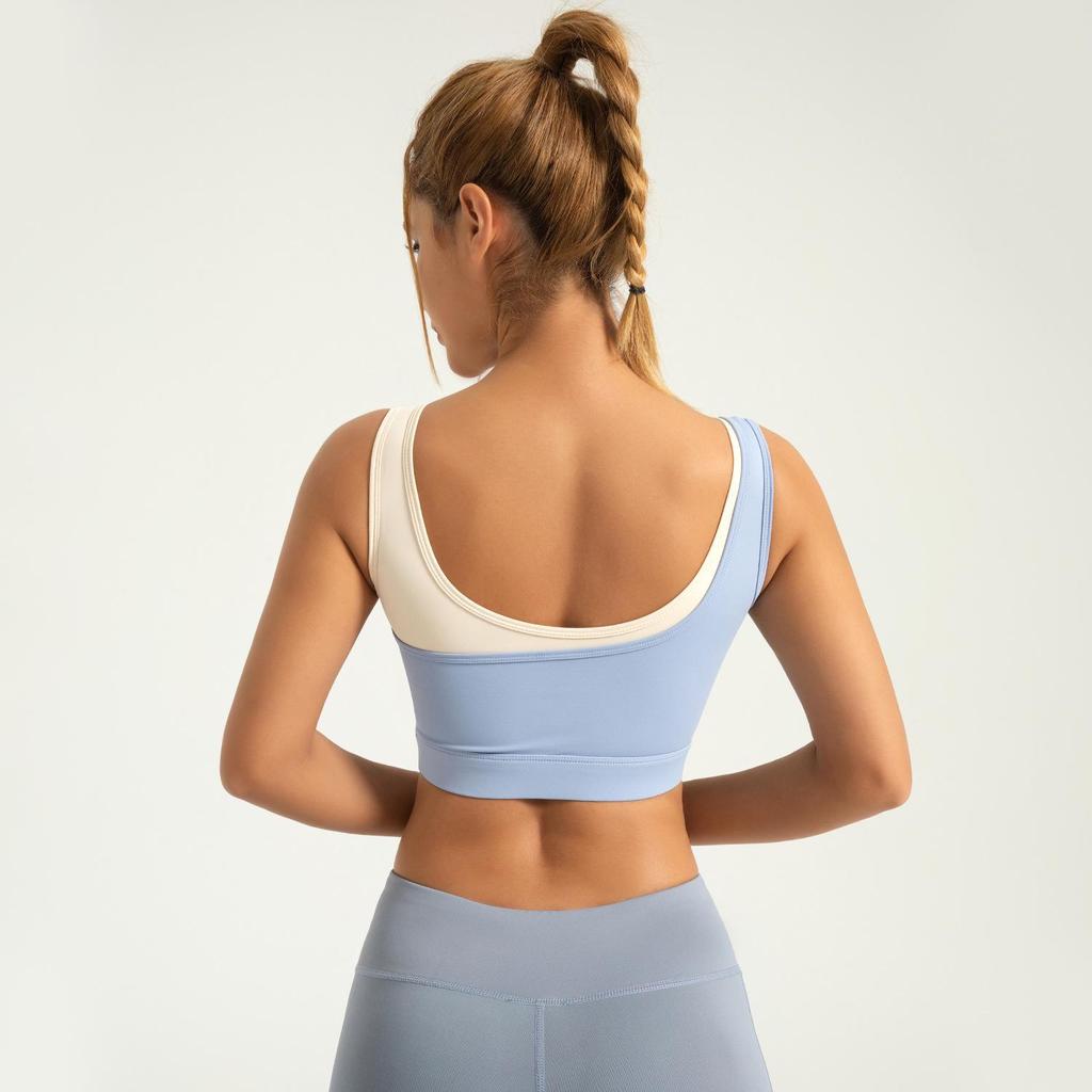 High-Elastic U-Shaped Shockproof Sports Bra with Color Contrast