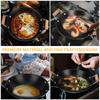 Stainless Steel Griddle Induction Frying Pan Cooking Thickened Dry Pot Wooden Individual Handle Kitchen Supply Double Ear