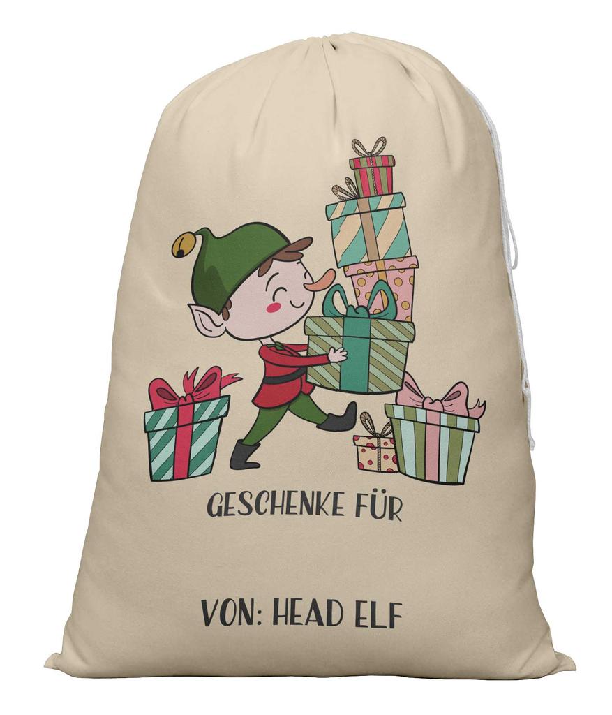 Printtoo 2 Pcs Large Santa Sacks with Drawstring Canvas Xmas Gifts Bags for Kids Christmas 27x20 Inch