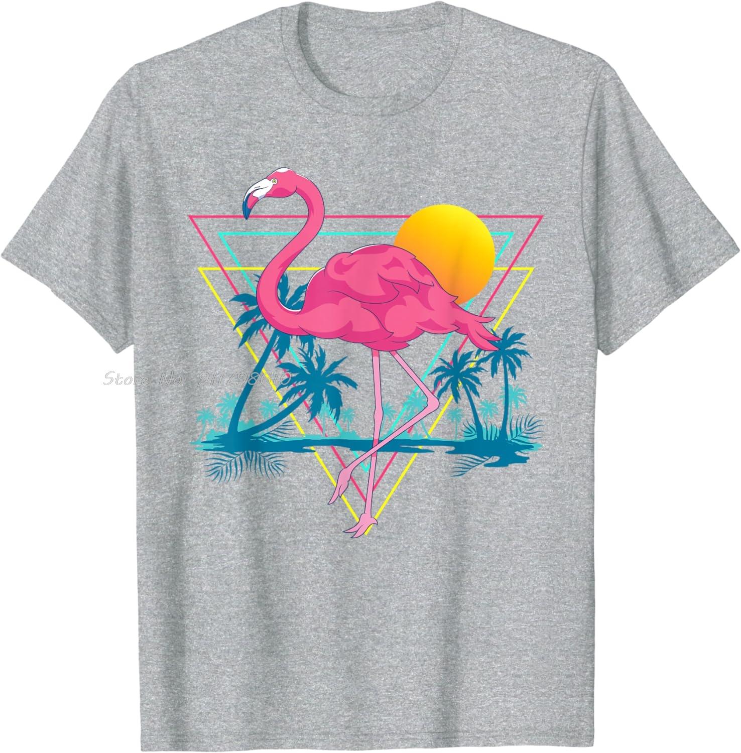 

Cotton Tshirt Flamingo Beach Summer Art Vibration Palm Tree Tropical Women Oversized T-shirt Men s Clothing Unisex Tops Tees S