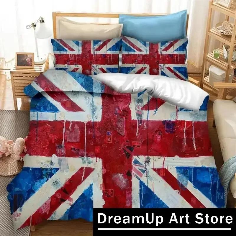 New 3D Print Britain United Kingdom Flag Bedding Set Double Twin King Duvet Cover Comforter Pillowcase Boys Girls Adults Bedroom