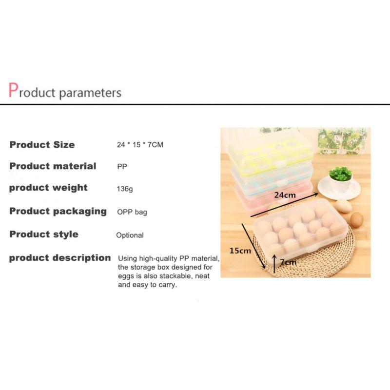 15 Grid Egg Storage Box Egg Tray Lid Practical Kitchen Refrigerator Egg Holder Container Durable Holder Refrigerator Organizer