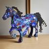 Horse Figurine Night Light Colorful Acrylic Flying Horse Statue Desk Lamp Home Office Bedroom Bedside Decorative LED Pony Table Lamp
