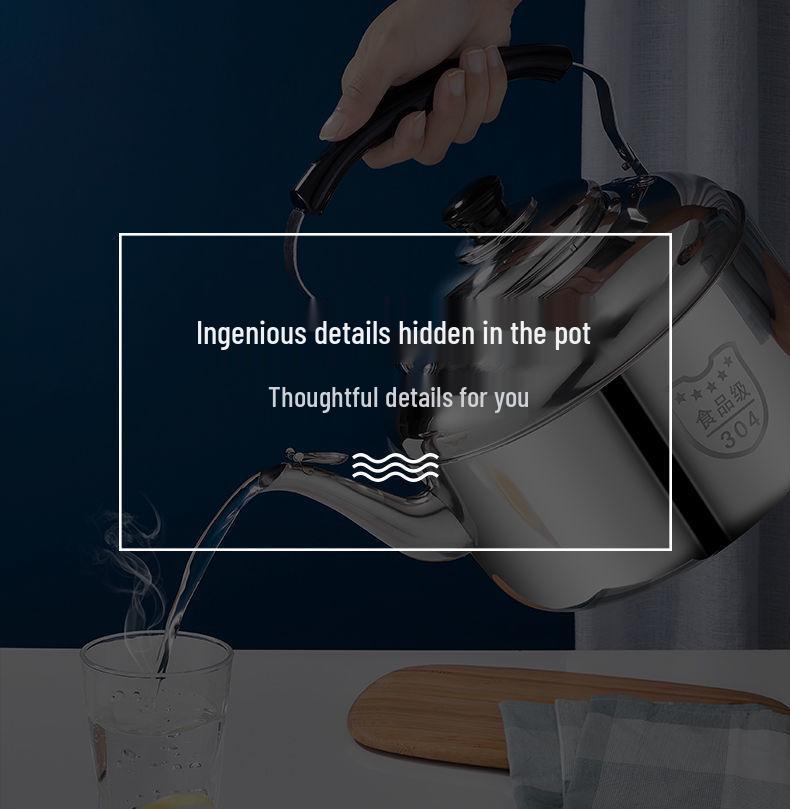 304 Stainless Steel Large Capacity Whistling Kettle for Gas, Open Flame & Induction Stoves.