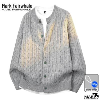 Men's Autumn/Winter Solid Color Round Neck Knit Cardigan Sweater