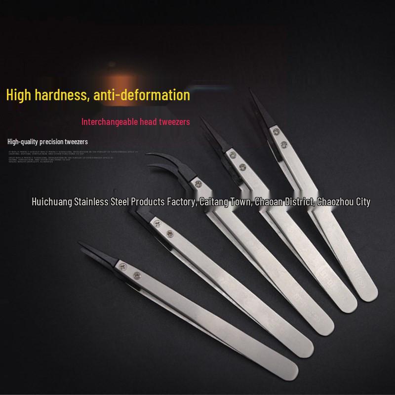 High-Temperature Resistant Anti-Static Tweezers with Replaceable Ceramic, Carbon Fiber Tips 259A Tip