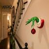 Funny Christmas Door Sign Elf Hand Tree Decorations with Red Hanging Balls Green Wall Festive Atmosphere Decor Decor Mount for Xmas Home Indoor New