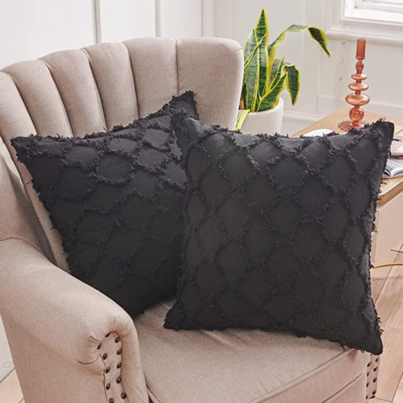 Pillow Home Pillow Cover Double-sided Cotton Linen Checkered Back Pillow Cushion Sofa Lumbar Pillow