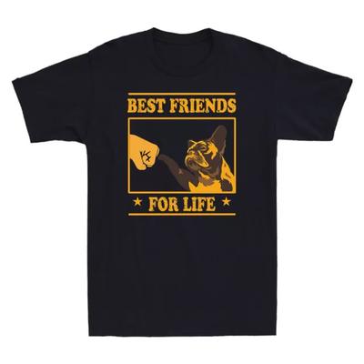 Best Friends For Life French Bulldog Frenchie Vintage Cotton Tee Black