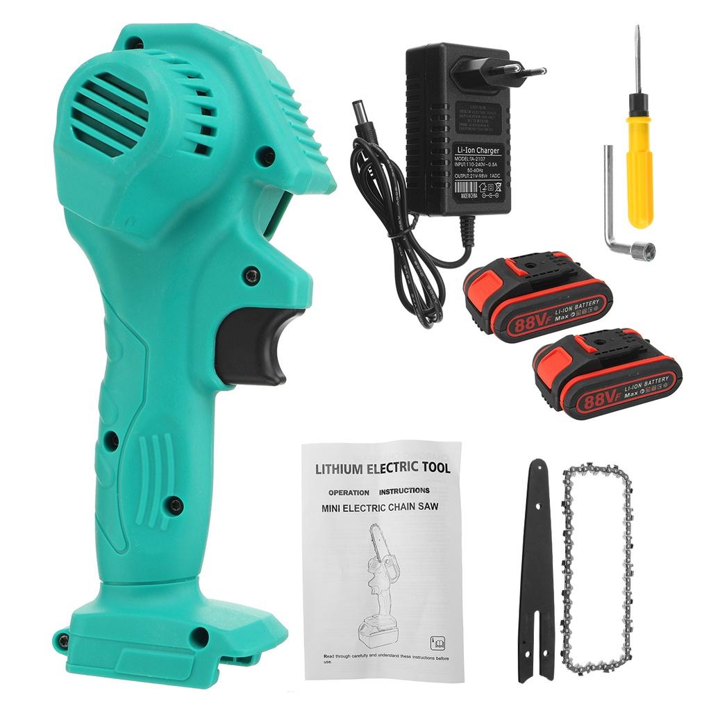 88V 6 Inches Mini Electric Chain Saw Pruning ChainSaw With 2Pcs Lithium Battery Woodworking Pruning One-handed Garden Tool 3000W