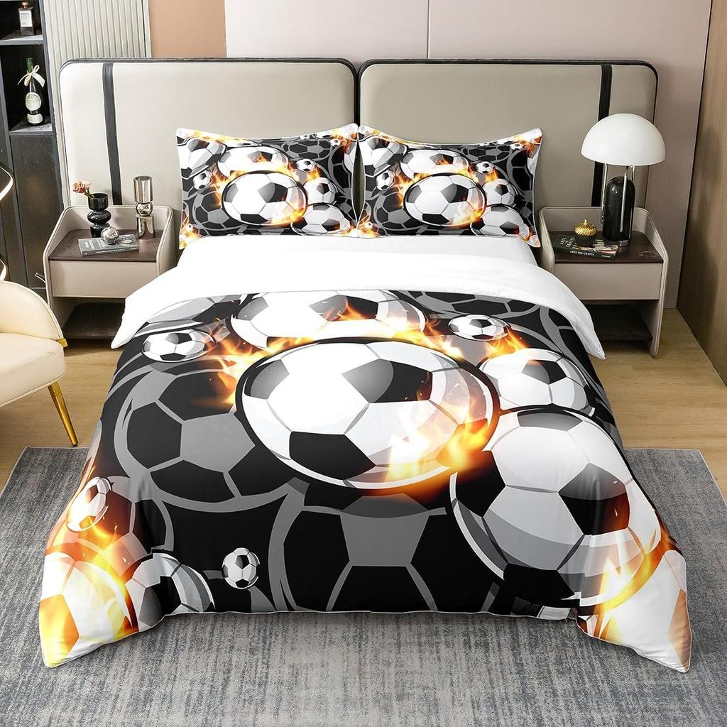 Football Kids Duvet Cover Single Colorful Bedding Set For Boys Girls Decor Soccer Ball Comforter Cover Sports Comforter Cover
