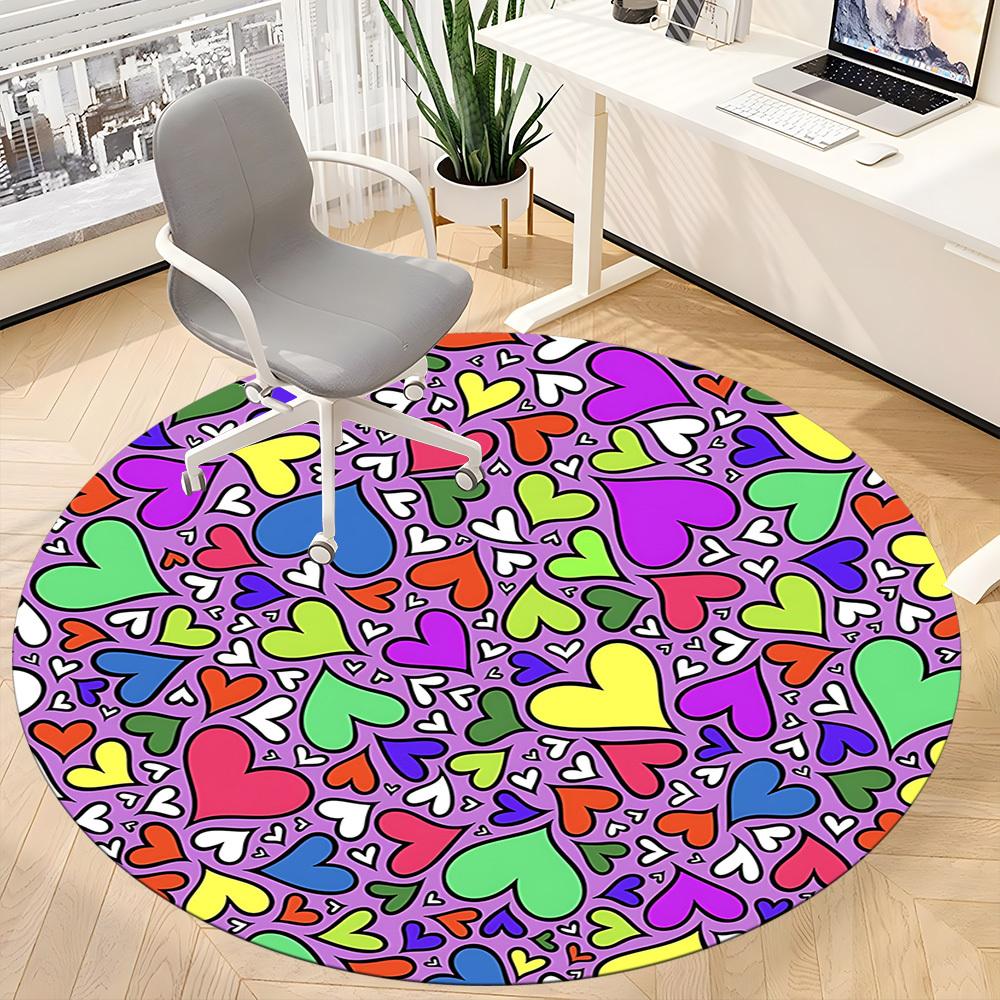 1pc Heart Print Chair Carpet for Office, Soft Flannel Throw Mat, Perfect for Office,Holiday Party Decoration Choice yy251113096