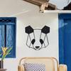 Large Black Iron Panda 1pc Metal Wall Art - Geometric  Design Indoor/for Home, Office, Cafe - Durable Holiday Gift for Christmas